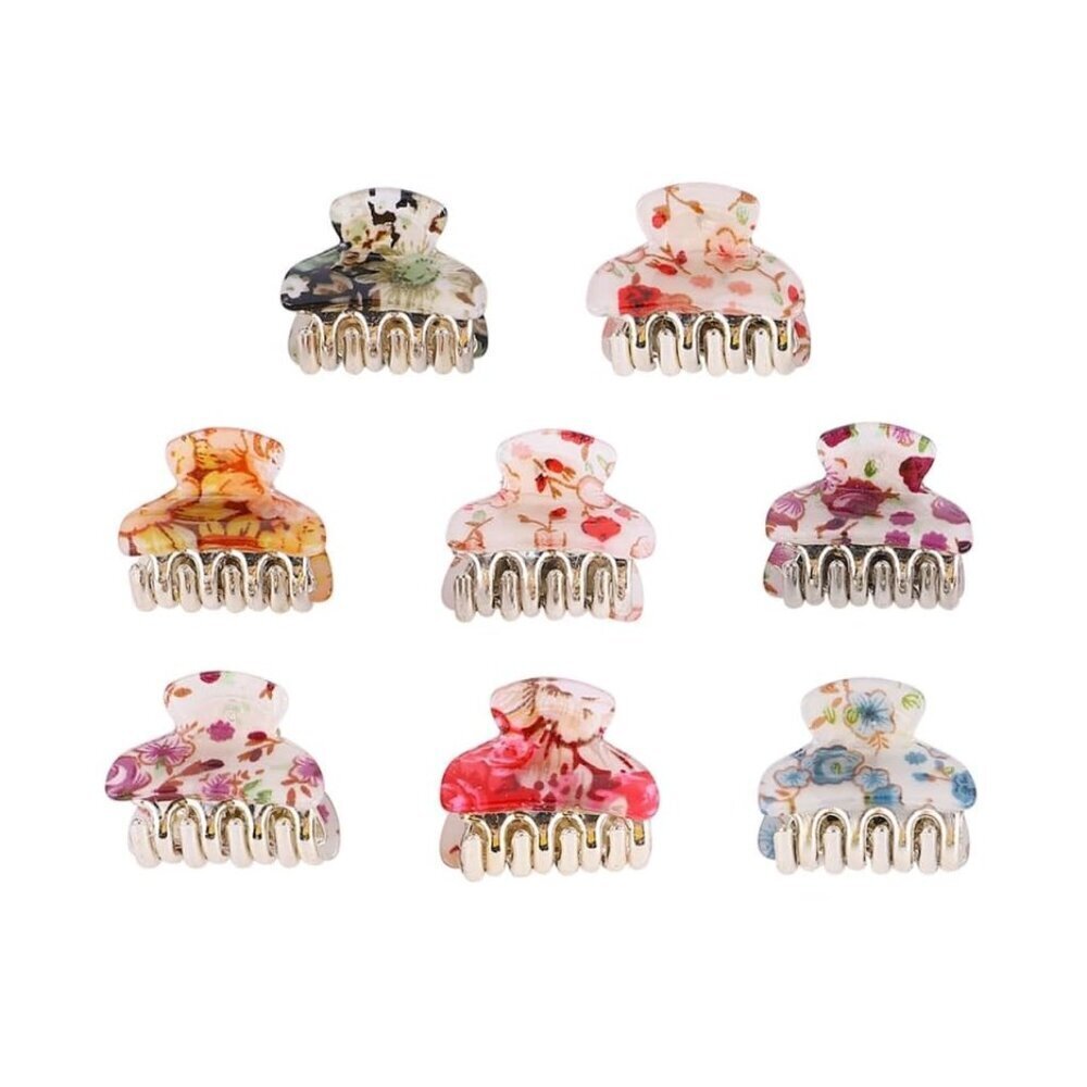 Floral Hair Clips Women's Girls Acrylic Claw Ponytail Holders Assorted